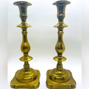 Vintage Large Brass Candlestick Pair, 12 in tall​